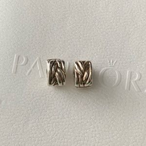 Bundle 2 Retired Pandora Forget Me Knot Charms Safety Clips Stoppers Spacers EUC